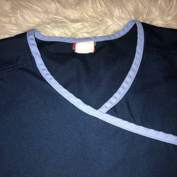 Dickies navy blue and sky blue scrub top - Picture 2 of 5